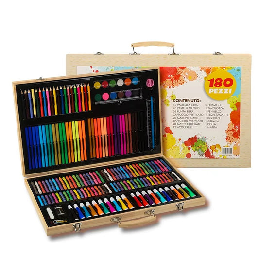 180PCS Deluxe Wooden Art Kit Set